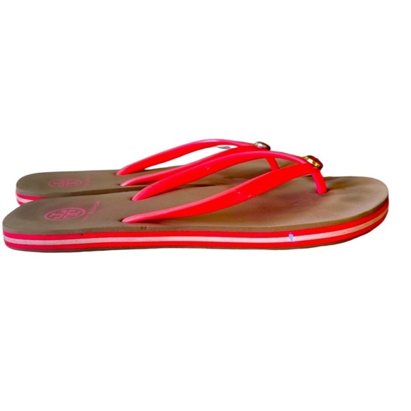 Tory Burch, jelly flip-flops, salmon, collard, good condition, size 8 - Picture 1 of 10